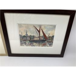 Angela Stones (British 1914-1995): 'The Thames at Kinston Bridge' and Sailing Boat on Thames, two watercolours signed, titled verso max 28cm x 35cm (2)