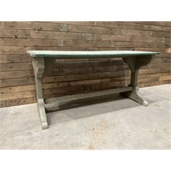 Early 20th century painted wood and enamel Military folding campaign table