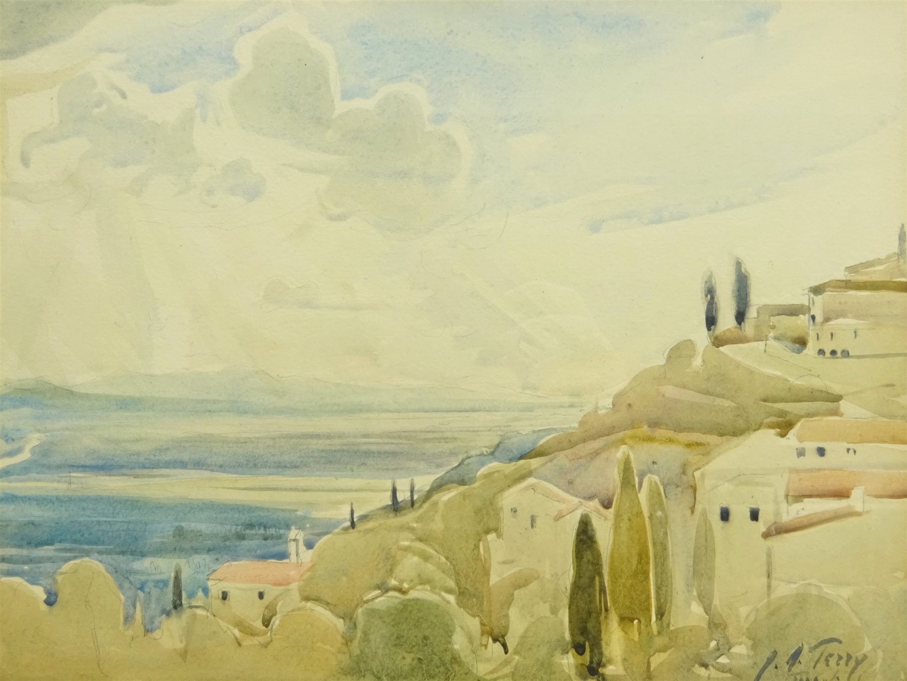 Joseph Alfred Terry (Staithes Group 1872-1939): Italianate Village Landscape, watercolour signed and indistinctly titled 21cm x 28cm