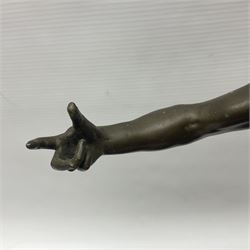 After Felix Carpentier, Improvisateur; bronzed figure of a man playing the flute, marked Felix Charpentier, H35