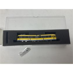 Hobbytrain 'N' gauge - three locomotives - H2970 Vectron Ep.VI CargoServ; H14902 Strassenbahn Duwag M6 Muhlheim/Ruhr; and H14903 Strassenbahn Duwag M6 Nurnberg; all boxed (3)