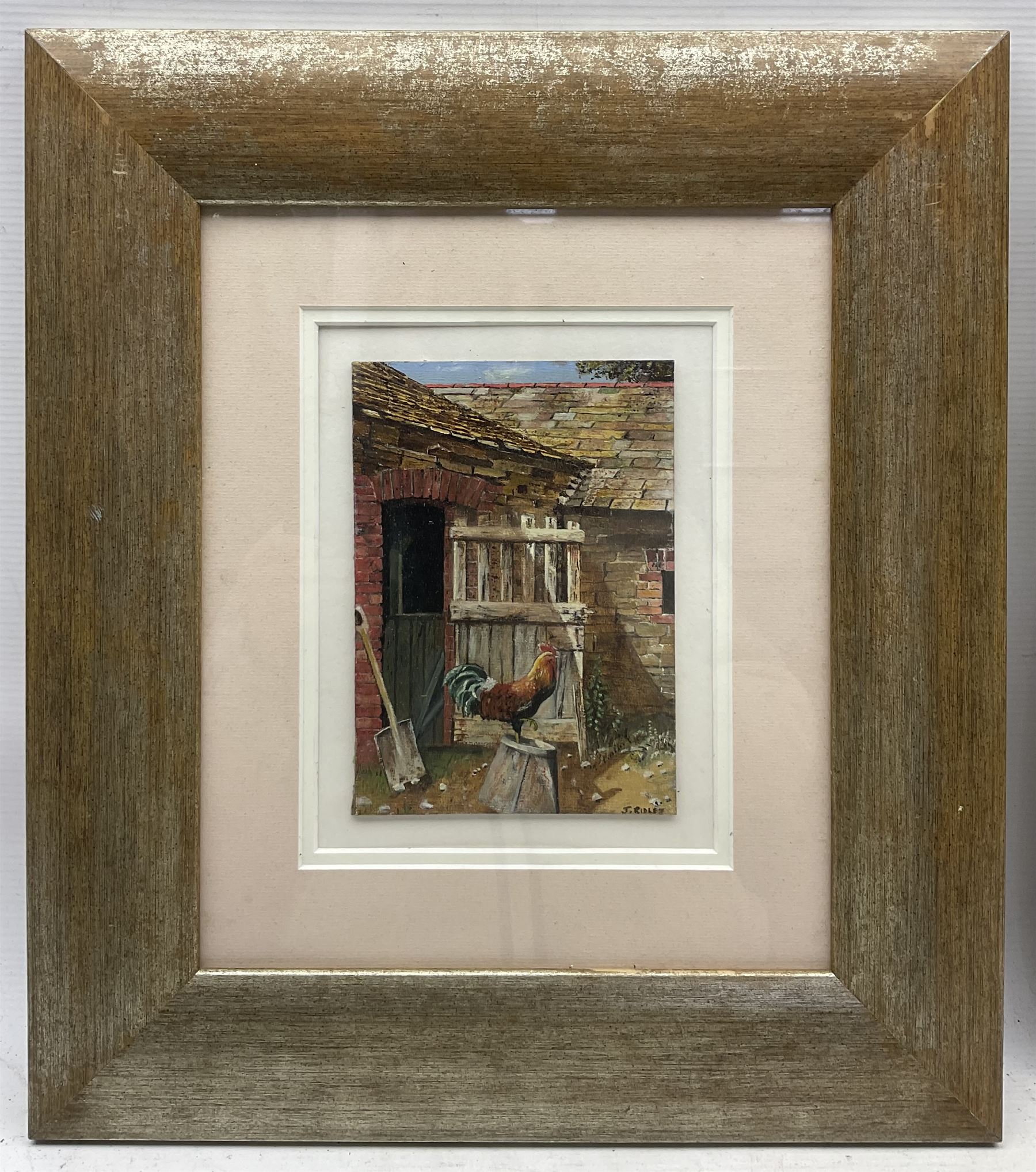Jack Ridley (British 20th Century): Goose and Goslings and Cockrel in the Farmyard, two oils on board signed 17cm x 12cm (2)
