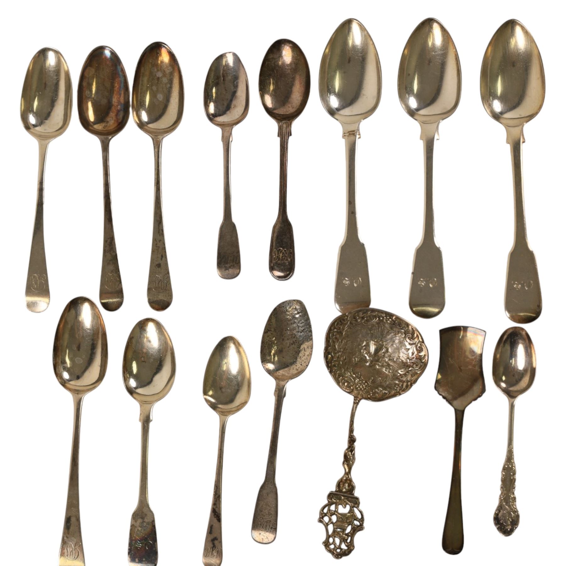 Collection of silver flatware, all stamped or hallmarked
