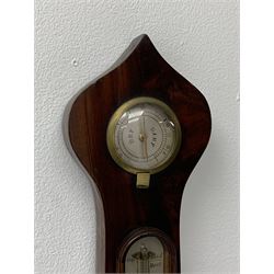 19th century mahogany 'Onion Top' five dial barometer, silvered dial with engraved register and central stylised star motif