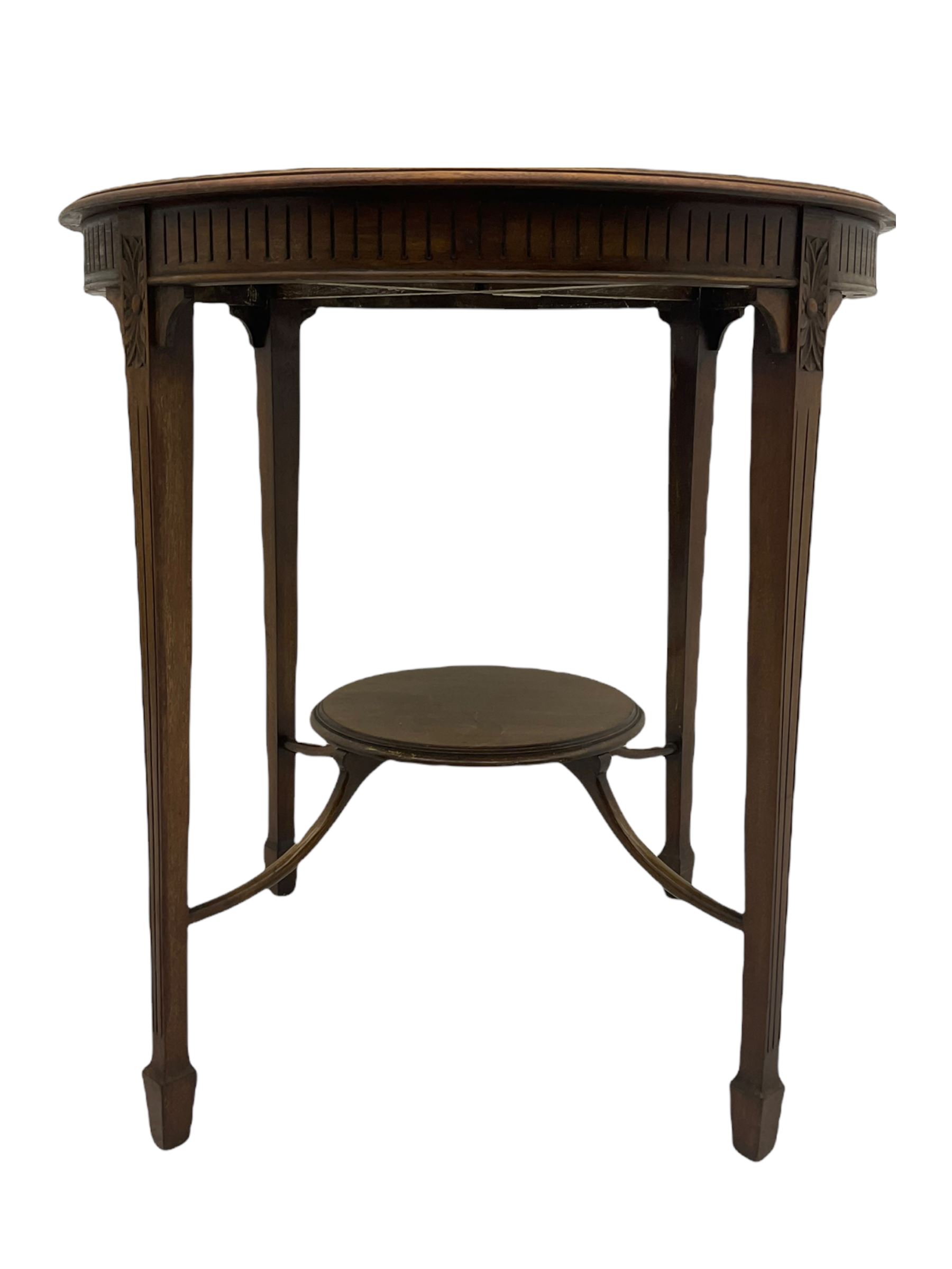 Edwardian mahogany plant stand, mahogany plant stand, two smokers stands, mahogany centre table, side table with drawer, hardwood folding chair, Edwardian mirror glazed corner cabinet and an occasional table (9)