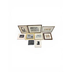 Collection of 19th/20th Century pencil drawings, mixed medias, etchings and prints, to inc...