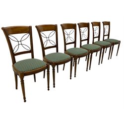 Ernest Menard - cherry wood and wrought metal dining table with glass top, and set six matching dining chairs