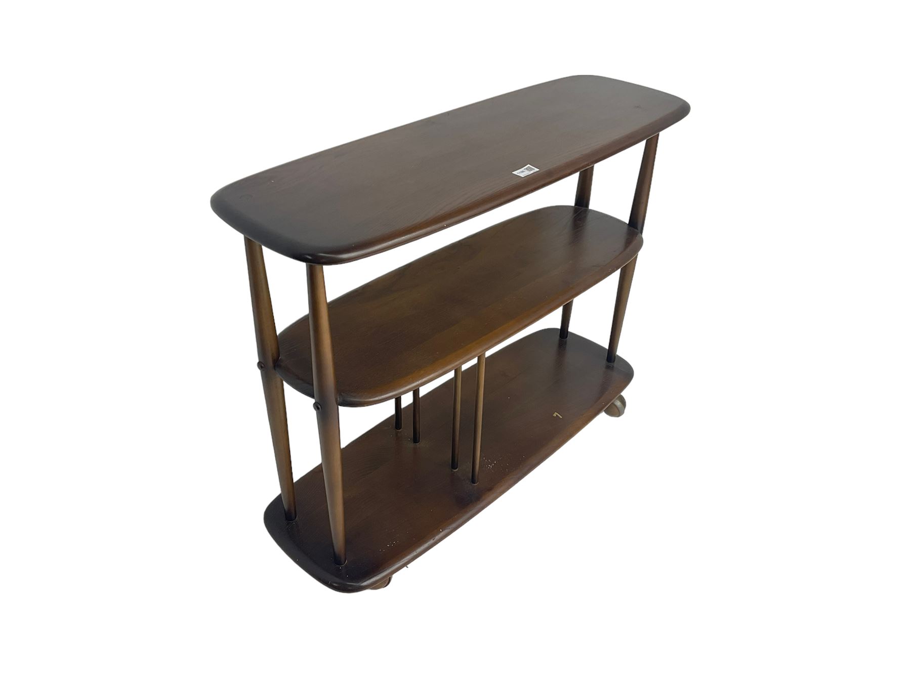 Ercol - elm and beech three tier stand on castors