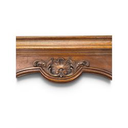 Early 20th century French oak window surround, shaped top with carved shell and acanthus leaf detail 