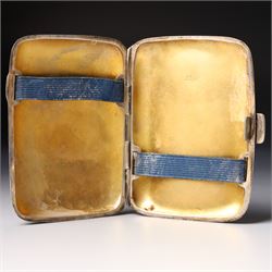 Engine turned silver cigarette case Birmingham 1935 10.5cm x 8cm and two smaller cigarette cases