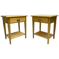 Laura Ashley - pair of lightwood bedside stands, fitted with single drawer and undertier 