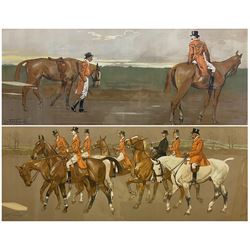 After Lionel Edwards (British 1878-1966): Hunting Scenes, pair chromolithographs signed in the plate 27cm x 71cm (2)