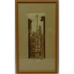  J. H. Barnes '52 Cross Street Manchester' artists proof hand finished lithograph signed and dated 1973, 31cm x 10.5cm   