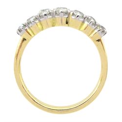 18ct gold graduating seven stone old cut diamond ring, London 2022, total diamond weight approx 0.90 carat