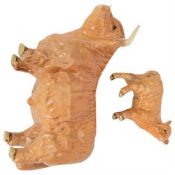 Six Beswick cattle figures, comprising Highland family group; Bull, model 2008, Cow, model 1740 and Calf, model 1827D, Guernsey family group, Bull Champion Sabrina's Sir Richmond 14th, model 1451, Cow, model 1248 and calf model 1249