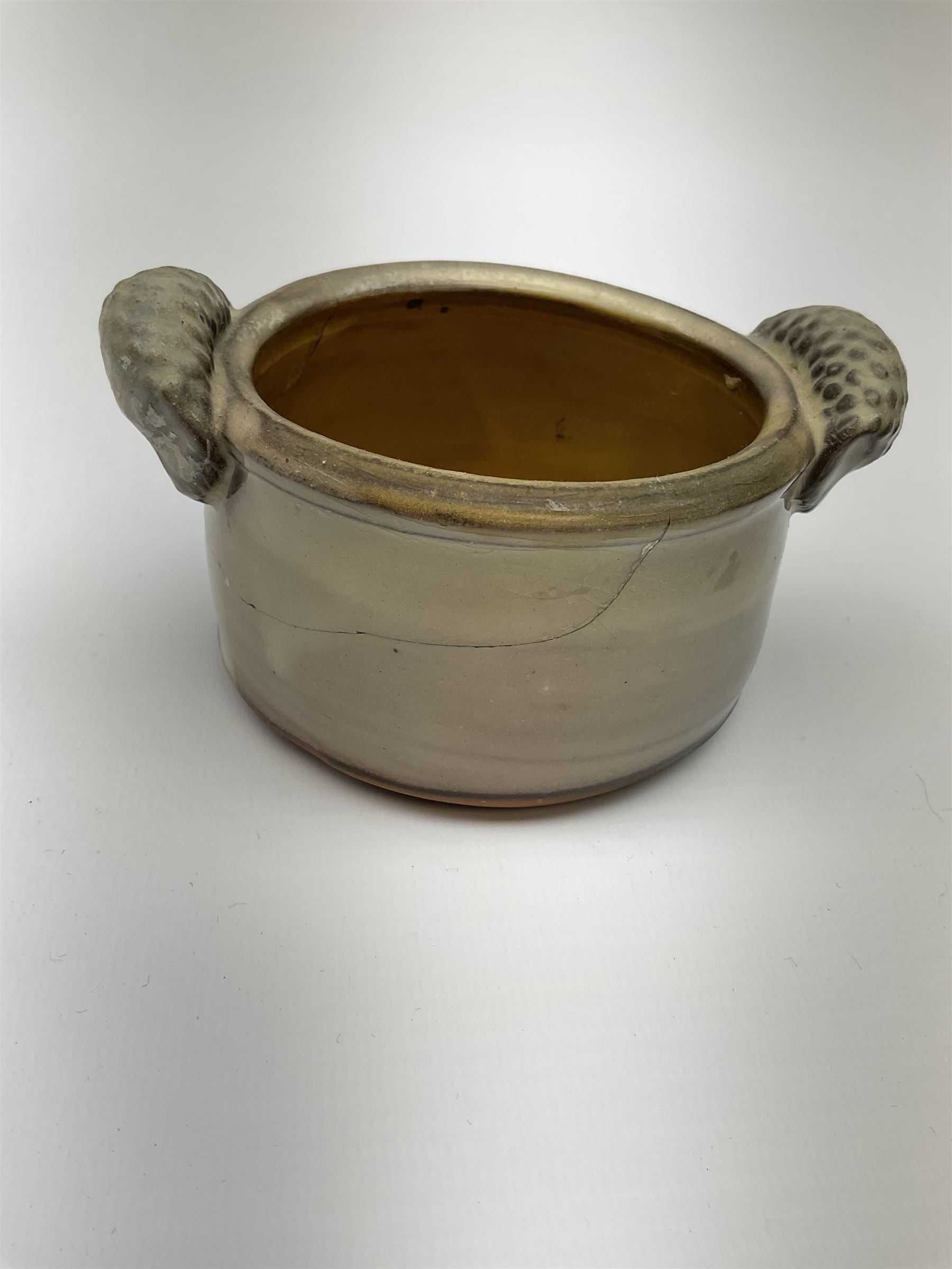 Studio pottery, to include Borgh pottery twin handled bowl, Hillstonia naturalistically modelled jug, set of seven mugs, jug and two vases.