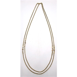  Victorian gold muff chain stamped 9ct, approx 25.5gm  