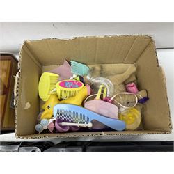 1980s Epoch Sylvanian Families - Country Kitchen Utensil Set and Playpen with Mobile; both boxed; together with assorted loose furniture, playground equipment, grocery shop stock etc; Penny's Pony Club Set in folding stable box; and boxed Bouncin' Babies Nursey Playset