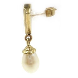  Pair of 9ct gold pearl and mother of pearl pendant ear-rings, hallmarked  