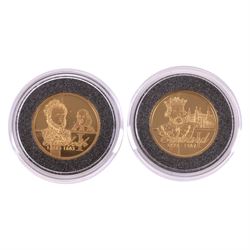 Two 'Kings and Queens of Great Britain Gold Edition' 22ct gold medallions, issued by The L...