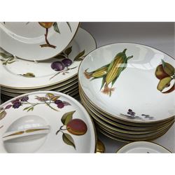 Royal Worcester Evesham pattern tea and dinner wares, to include six coffee cans and saucers, coffee pot, covered sucrier, milk jug, three covered tureens etc (80)