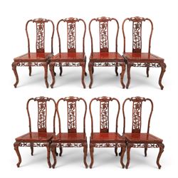 20th century Chinese ornately hardwood dining table and chairs, circular table with 'Lazy ...