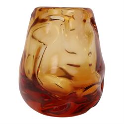 Whitefriars amber Knobbly glass vase, H15cm