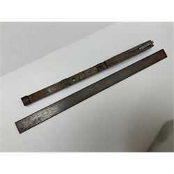 Assorted rifle and pistol spares; early Gem air rifle with sawn off barrel (piece present); telescopic sight; canvas/leather ammunition pouch; Mauser stock; barrel browning solution etc