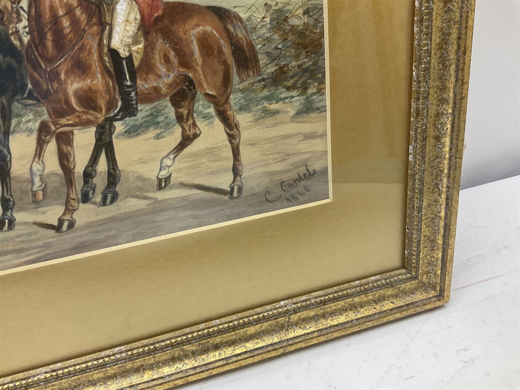 C Canlelo (British 19th century): On the Hunt, watercolour signed and dated 1968 together with English School (19th century): Successful Hunt, watercolour and pencil unsigned max 24cm x 36cm (2)