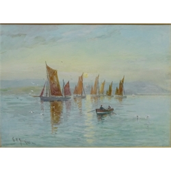  George Henry Jenkins (British 1843-1914): Boats 'off Mt Batten Plymouth' and Fishing Boats off the Shore, two watercolours signed 24.5cm x 34.5cm (2)  