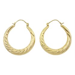 Pair of 9ct gold hoop earrings, hallmarked