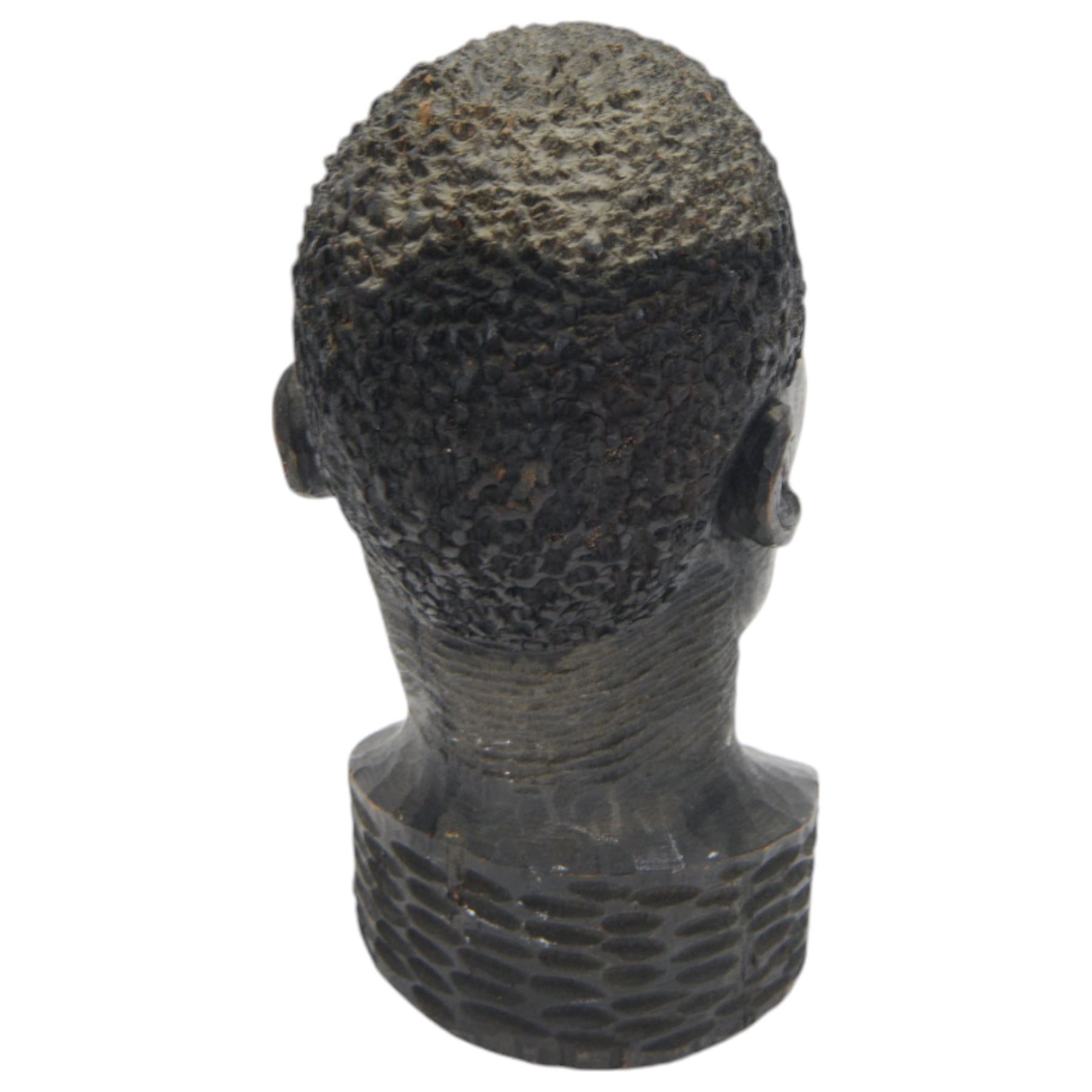 Hand carved soap stone African bust, together with a hardwood bust, stone bust H20cm 