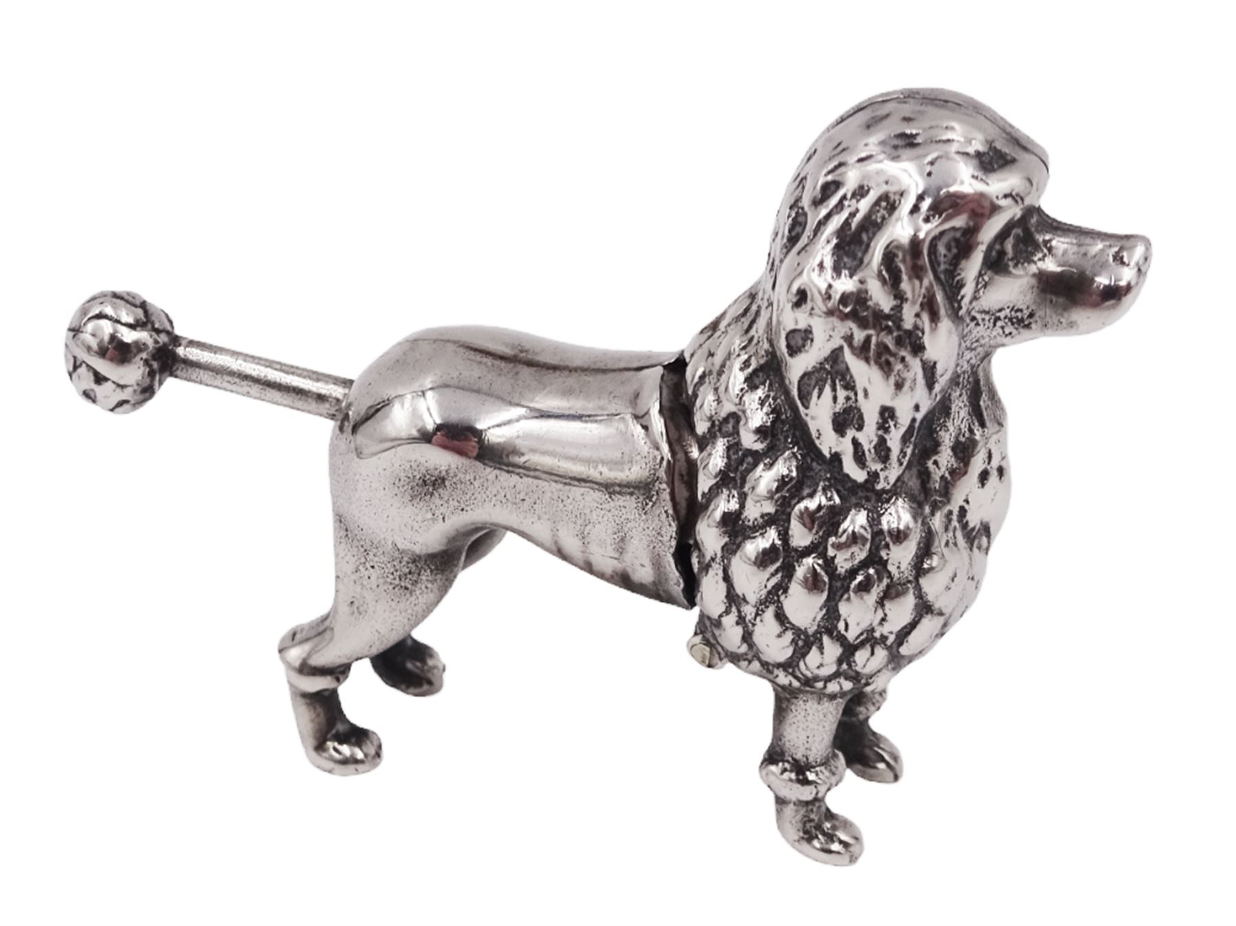 Modern silver novelty cigar cutter, modelled as a poodle, hallmarked, H4cm