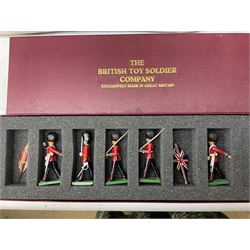 Britains The Royal Scots Dragoon Guards limited edition No.1138/7000; boxed with booklet; The British Toy Soldier Company Scots Guards Colour Party with Escort and Officer; boxed; Britains eleven piece set of Scots Guards and Beefeater with Sentry Box; unboxed