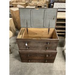 19th century scumbled pine mule chest, rectangular hinged top enclosing candle box with faux two-drawer facia, base fitted with two drawers - THIS LOT IS TO BE COLLECTED BY APPOINTMENT FROM THE OLD BUFFER DEPOT, MELBOURNE PLACE, SOWERBY, THIRSK, YO7 1QY