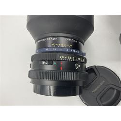 Seiko 'Mamiya Macro M 1:4.5 f=140mm M/L-A' lens serial no 003593 and Seiko 'Mamiya-Sekor Z f=110mm 1:2.8W' lens, serial no 56560