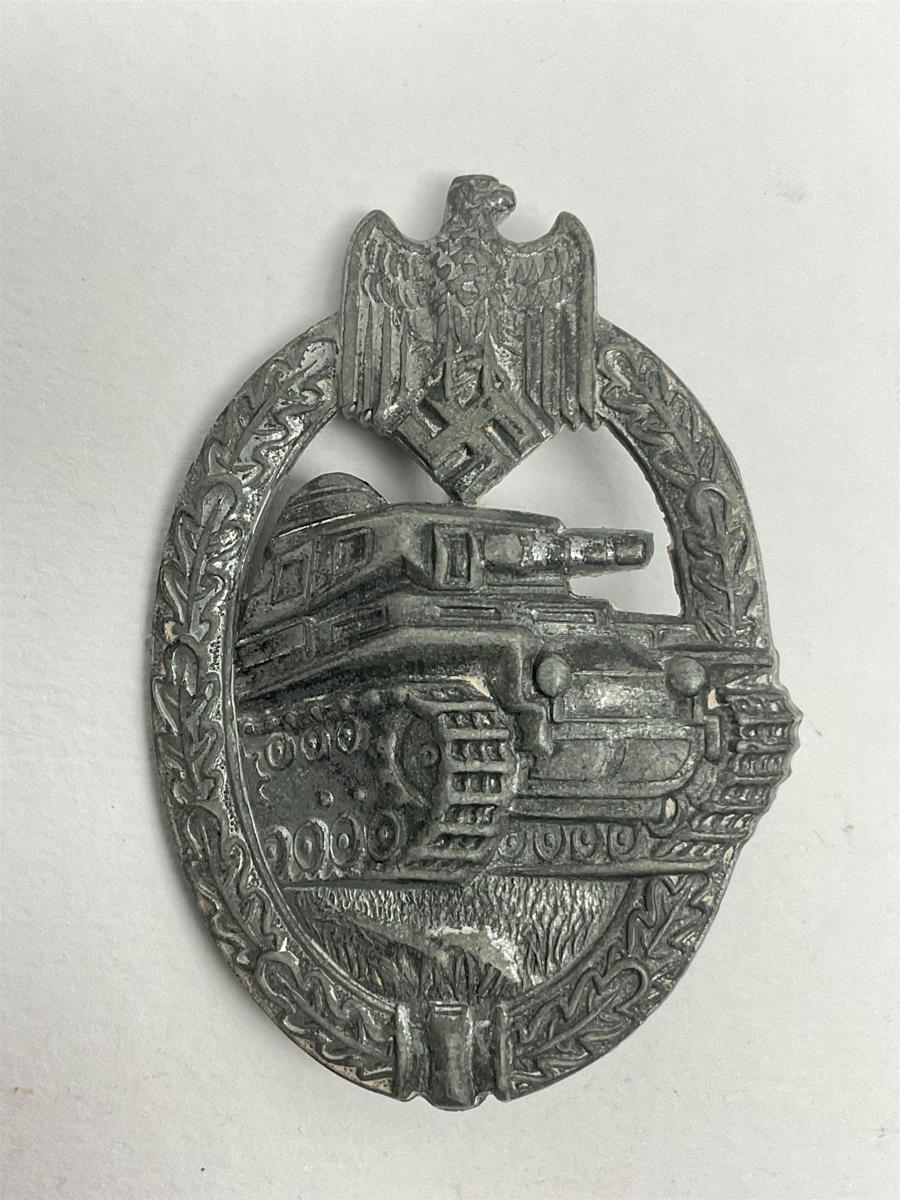 Two WW2 German Panzer Assault/Tank Battle badges - both with traces of silvering; one marked R.K. (Richard Karneth), the other marked A.S. (Adolf Scholze) (2)