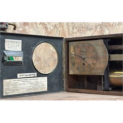 Kosmoid Time recorder, early 20th century, model 'c' table time recorder by Rusmoid Ltd, London, brass dial with subsidiary seconds hand, single fusee movement, in an oak and brass case. W22cm, H13cm, D26cm. - COLLECTION BY APPOINTMENT FROM: The White House, Thirsk Road, Easingwold, York, YO61 3NF - CALL 01723 507111 TO ARRANGE