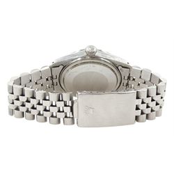 Rolex Oyster Perpetual Datejust gentleman's stainless steel automatic wristwatch, circa 1983, Ref. 16030, serial No. 7453006, white dial with baton hour markers, on Jubilee bracelet with fold-over clasp