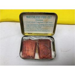 Miscellaneous militaria including two Royal Artillery and one Royal Horse Artillery stable belts; Northamptonshire Regiment trench art brass shell case lighter; unused Matchless Fire-Set; pocket knives and multi-tool; lanyards; oak shield with York & Lancaster crest etc