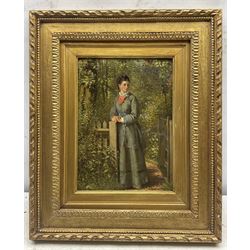 William Edward Millner (British 1849-1895): 'Waiting for the Fishman', oil on board signed titled and dated 1875 verso 25cm x 18cm