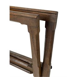 Victorian oak folding folio stand, moulded and stop-chamfered frame, reed moulded stretchers 