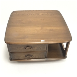  Ercol Golden Dawn Pandora coffee table, two drawers on castors, W80cm, H40cm, D80cm  