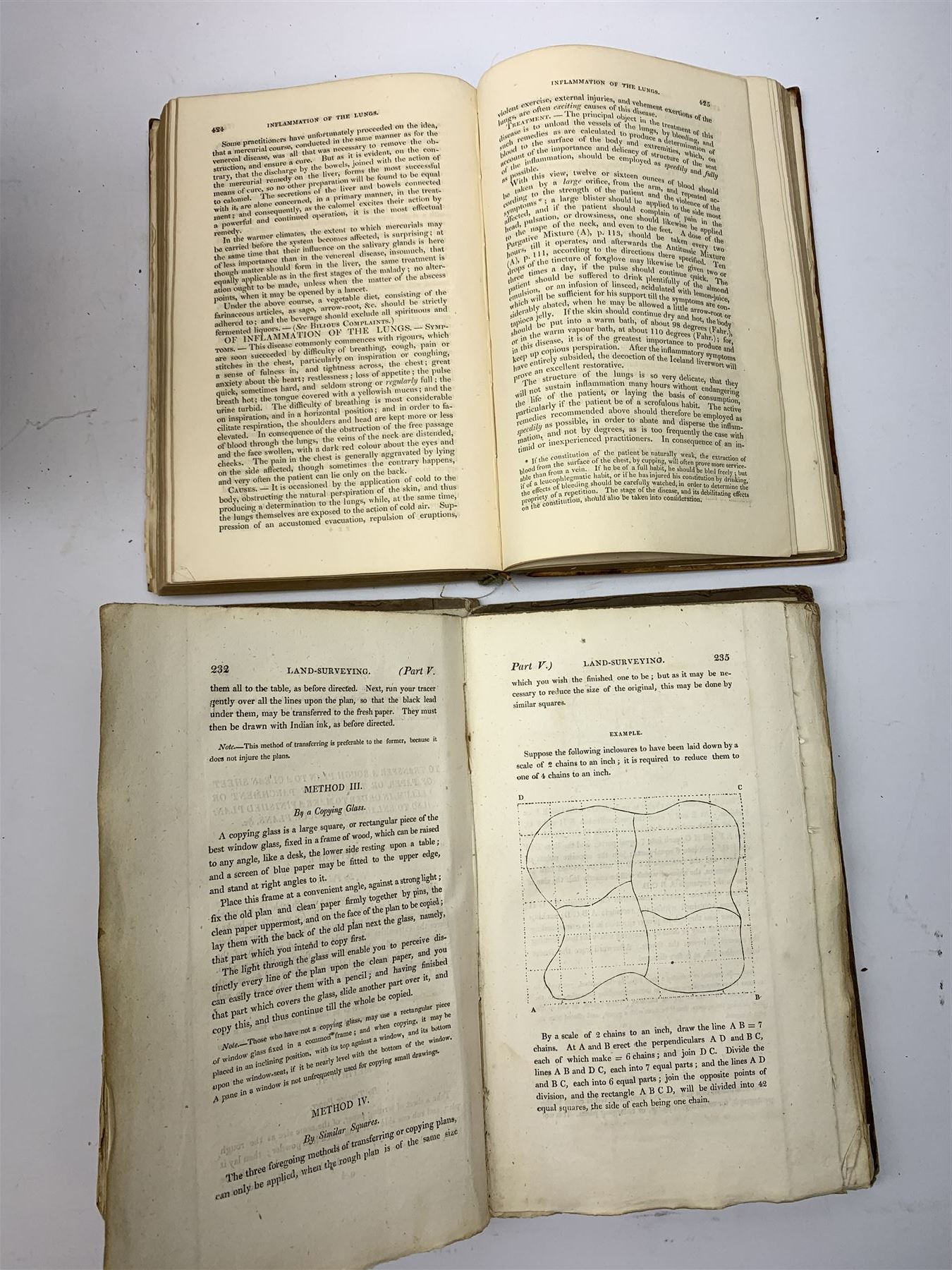 A Glossary of Terms Used in Grecian, Roman, Italian and Gothic Architecture. 1850 Fifth edition. Three volumes. Full calf binding; two 19th century books on Land Surveying by A. Nesbit and Thos. Holliday; Reece Richard: The Medical Guide. 1828; and Guthrie's Atlas for the Use of Schools 1831, with twenty-nine (ex thirty-one) hand coloured maps (7)