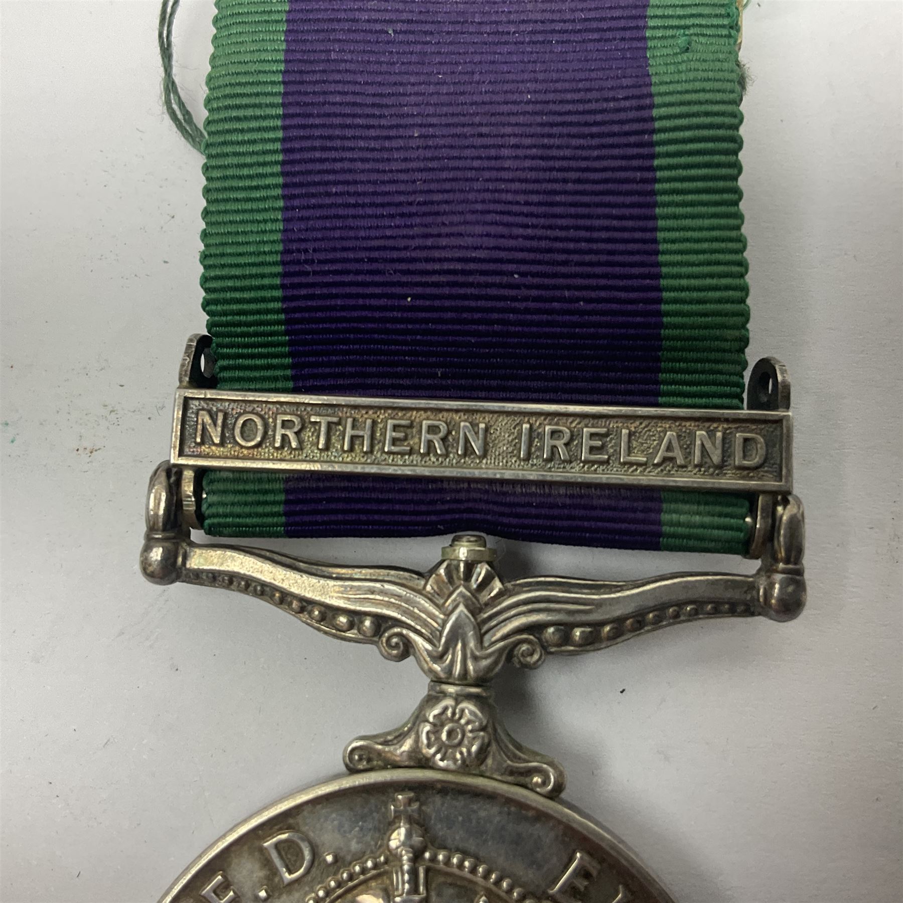 Elizabeth II General Service Medal with Northern Ireland clasp awarded to 24081995 Pte. D. Claxton Green Howards; with ribbon
