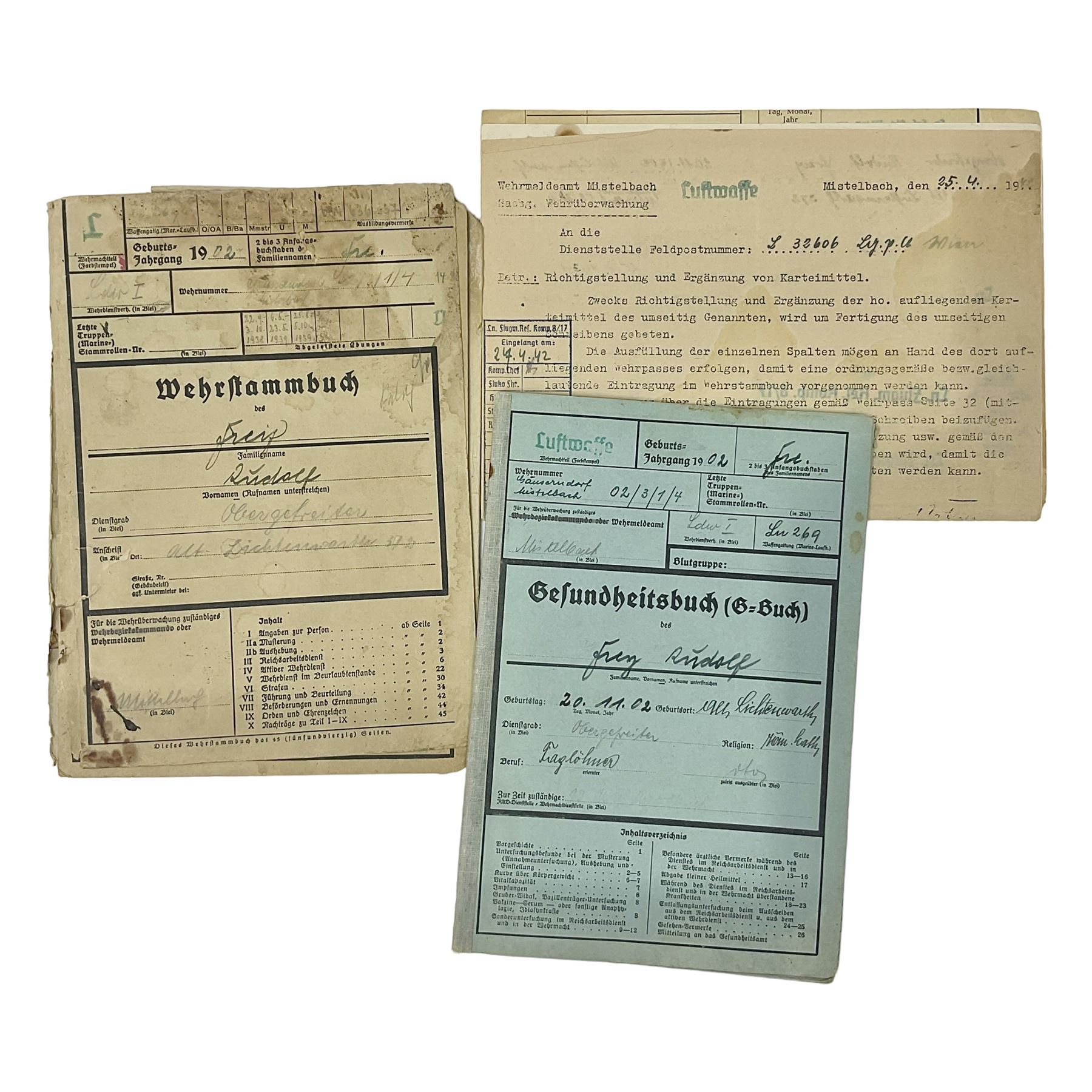 WW2 German Luftwaffe Service Record Folder and Book