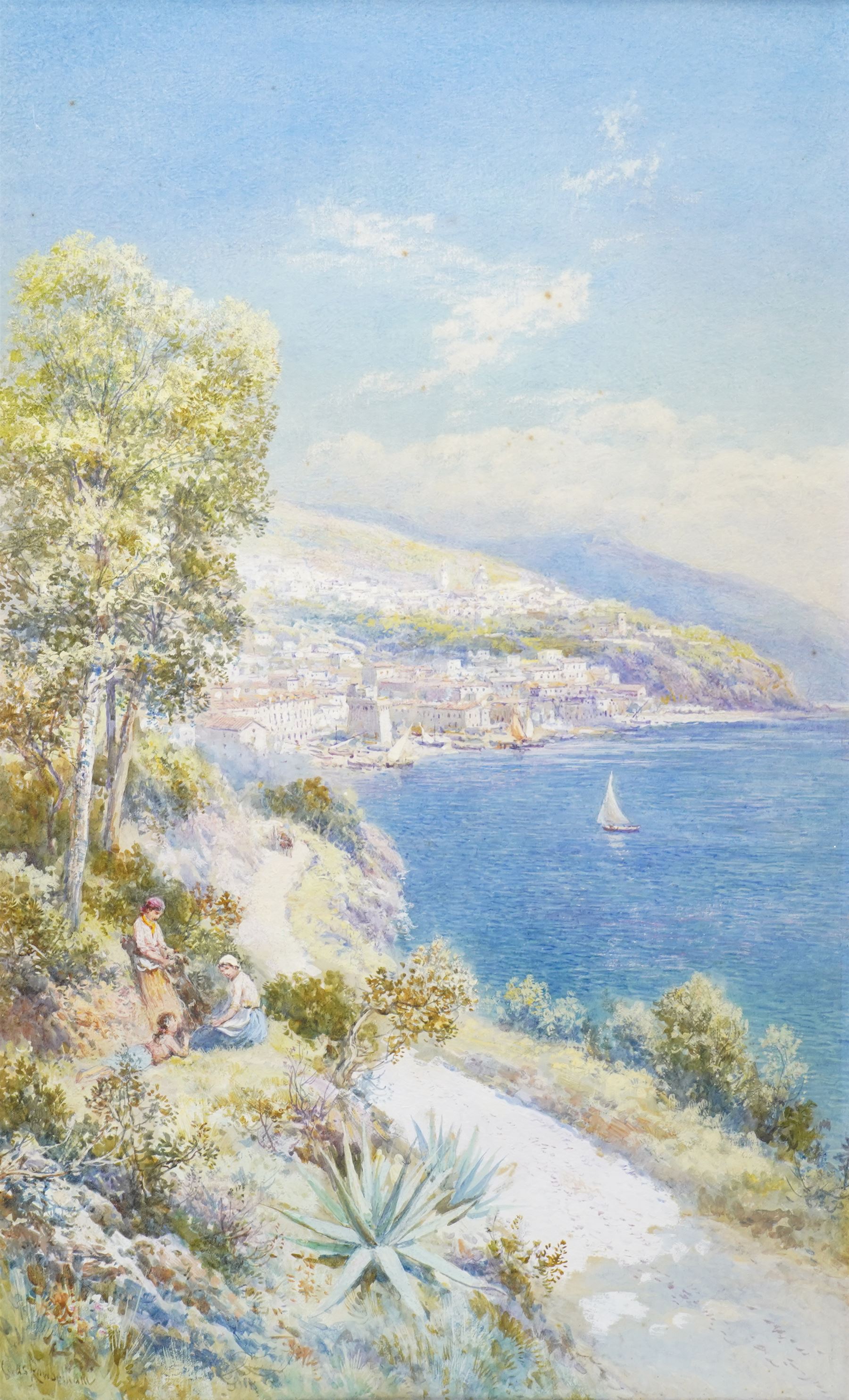 Charles Edmund Rowbotham (British 1856-1921): 'Gulf of Amalfi - Italy', watercolour signed 45.5cm x 27cm