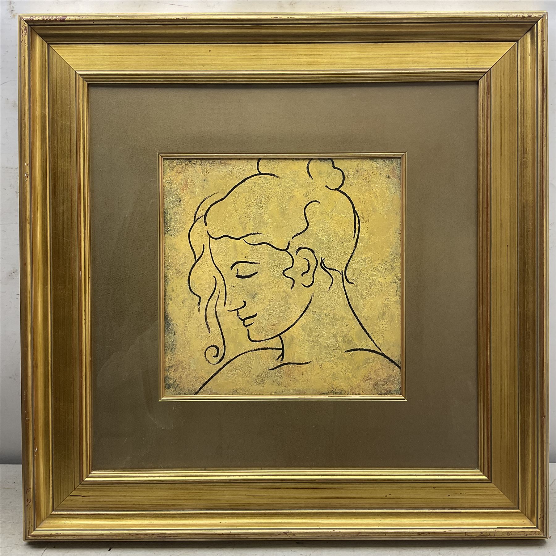 After Dan Bennion (American Contemporary): 'Visage I' and 'Visage II', pair colour prints 29cm x 29cm, in modern gilt frames