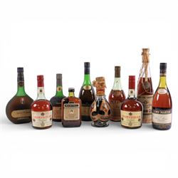 Ten bottles of cognac and brandy, to including Courvoisier, Napoleon,  Vieux Cognac, Remy ...