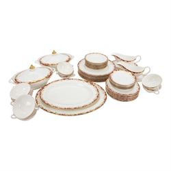 Royal Doulton Winthrop dinner service for eight, including dinner plates, side plates, twin handled bowls and saucers, two covered dishes, two sauceboats and saucers etc 